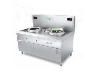 電磁雙頭單尾炒灶 尺寸:1800x1100x1250mm